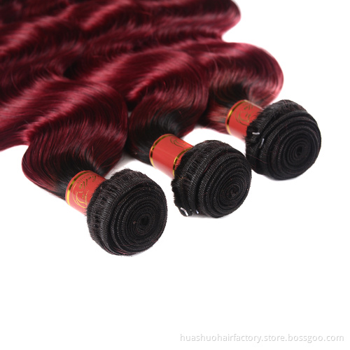 Factory Direct Wholesale 40 Inch Red Wine T1b99j Body Wave 100% Virgin Peruvian Body Wave Bundle